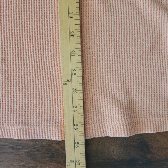 Vintage Waffle Knit Thermal Womens 1X Orange Shirt Short Sleeve Grunge Top ROC - Picture 7 of 8